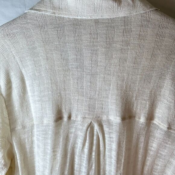 Free People Beach Ivory Textured Gauze Long Sleeve Button Up Shirt Size S - Picture 14 of 14